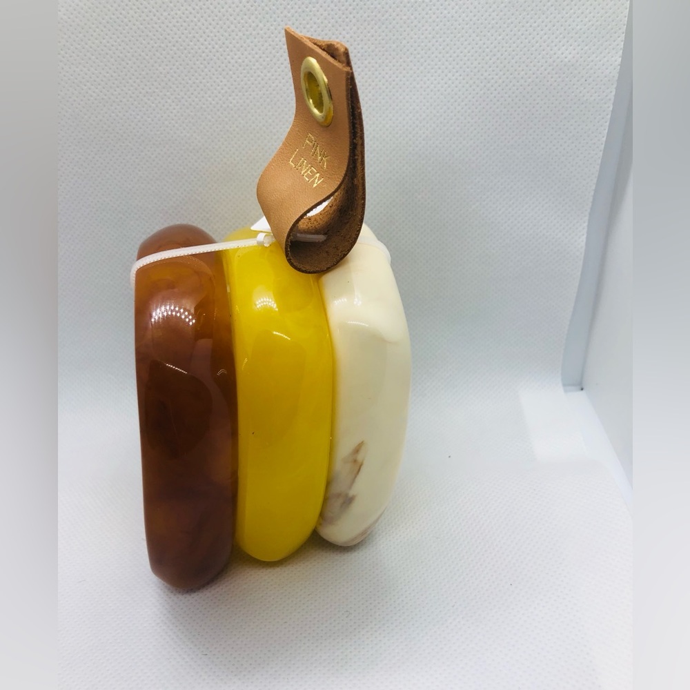 3pack yellow brown cream glossy lucite bracelet bangle set new - Picture 10 of 12